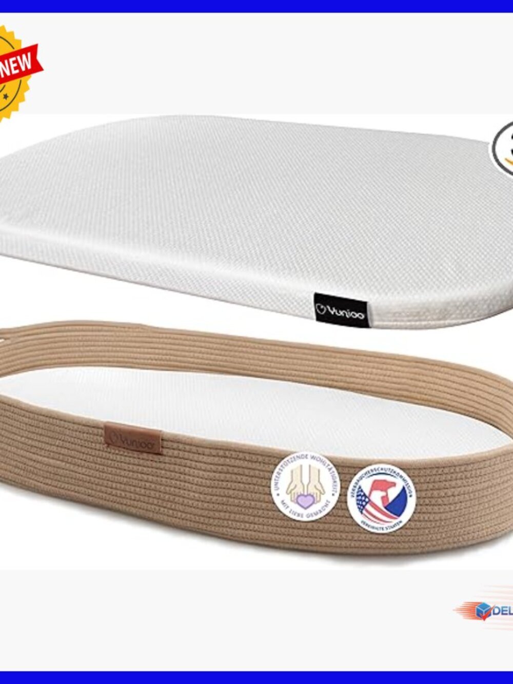 Portable Cotton Rope Diaper Changing Pad with Bamboo Mattress 31.5x16.5